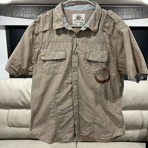 Ed Hardy Snap Button Shirt—Panther Squadron XL